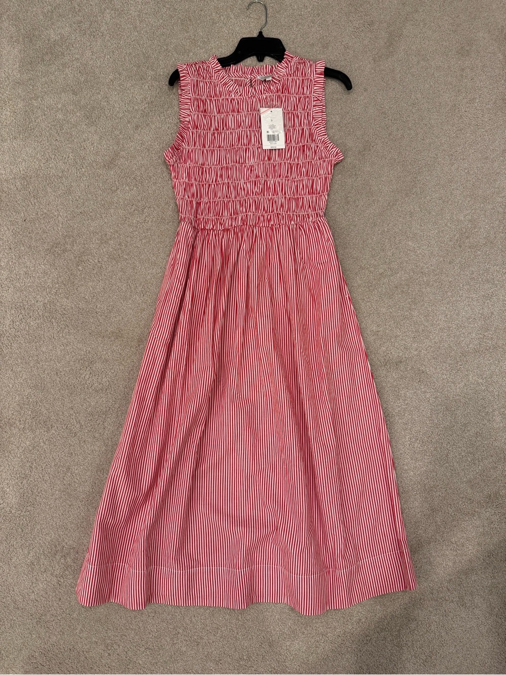 crown & ivy Red and White Striped Smocked Maxi Dress